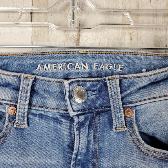 American Eagle Distressed Next Level Stretch Skinny Jeans Blue Size 2 - Picture 5 of 10
